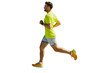 © muse studio - A male runner, wearing running shoes and a sports T-shirt, is training. cut out