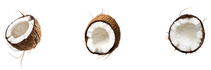 Sticker - A set of cut Coconut photography isolated on transparent background, PNG