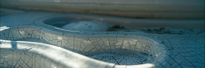 Poster - Close-up of a cracked and peeling porcelain sink. AI.