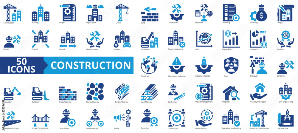 Icon Project Bulding Construction icon collection set. Containing building, project ...
