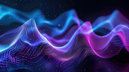 Wall Mural - Abstract Digital Waves in Neon Hues