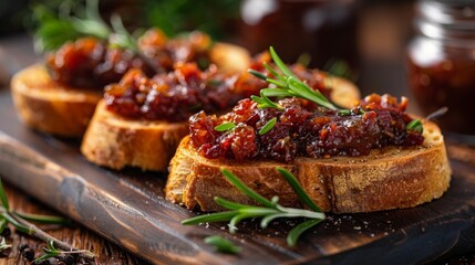 Sticker - savory food creation, savor the deliciousness of bacon jam atop toasted bread for an indulgent treat that will tantalize your taste buds