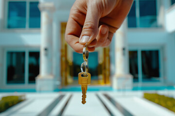 hand holding keys of a luxury house