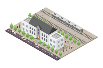 Wall Mural - Isometric train station