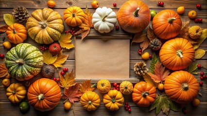 Sticker - Thanksgiving border note made of pumpkins, thanksgiving, pumpkins, border, thankful, autumn, decoration, festive, harvest