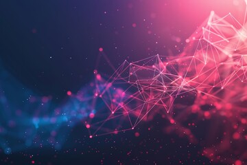 Aufkleber - Abstract plexus geometric design  lines, dots, wave flow in digital data visualization