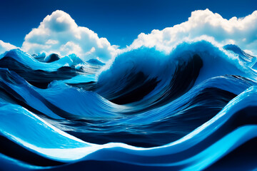 Canvas Print - Blue Ocean Waves Under a Clear Sky