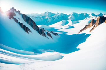 Poster - Majestic Mountain Peaks Covered in Snow