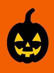 Canvas Print - halloween pumpkin with a face on a black background