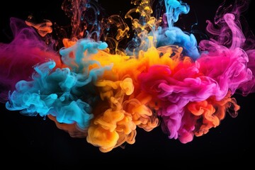 Poster - Vivid colors intermingle underwater in a dynamic and fluid dance