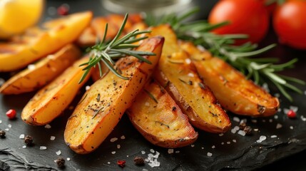 Poster - Close Up of Delicious Roasted Potato Wedges