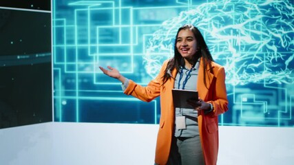 Poster - Specialist talking at global conference, exploring subjects such as enterprise AI, machine learning, security, ethical AI, deep learning, data ecosystems and natural language processing, camera A