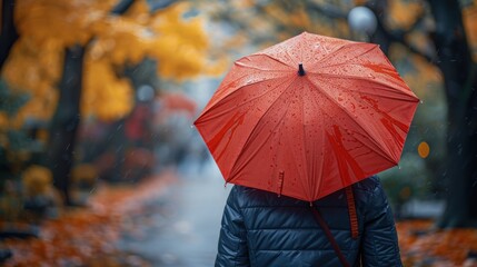 Poster - Rainy Day Walk in Autumn