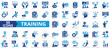 © Uniconlabs - Training icon collection set. Containing development, learning, workshop, coach, mentor, curriculum, seminar icon. Simple flat vector illustration.