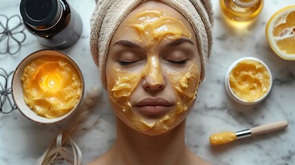 Aufkleber - flat lay composition,eye mask for sleep serum,face roller on marble background anti aging night loti