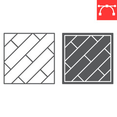 Aufkleber - Parquet floor line and glyph icon, interior and home decor, wood floor vector icon, vector graphics, editable stroke outline sign, eps 10.