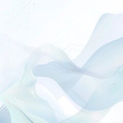 Poster - vector background with a light blue gradient and simple wave lines, white color palette, minimalistic  