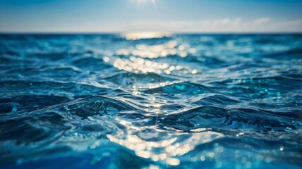 an abstract image dominated by ocean blue colors, with a bokeh effect creating a sense of depth and light play