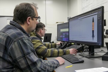 Sticker - Engineers Working on a Rocket Design