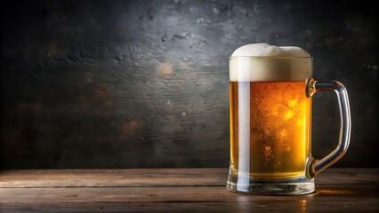 Poster - Mug of beer with foam on top , beer, pint, glass, brew, drink, alcohol, bar, pub, refreshment, cold, liquid, beverage