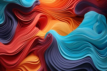 Poster - Vibrant and mesmerizing colorful abstract swirls background with dynamic and seamless waves in red. Blue. And orange