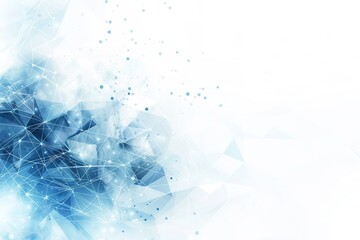 Poster - Blue and white background with polygonal shapes, light dots connected