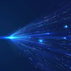 Poster - Blue technology background with a light speed effect, geometric shapes, vector illustration,
