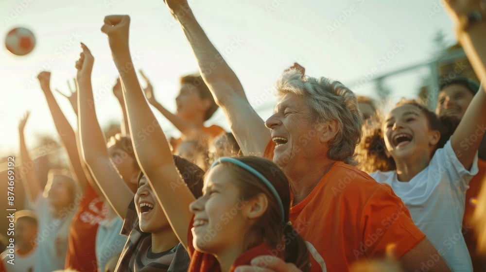 Parents and kids cheering at a soccer game AIG535 Stock Photo | Adobe Stock