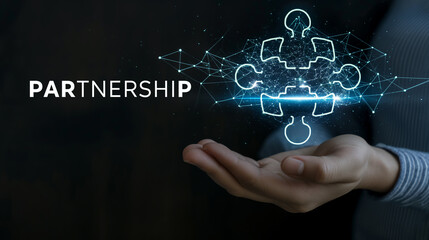 Aufkleber - Businessman holding puzzle piece representing partnership concept