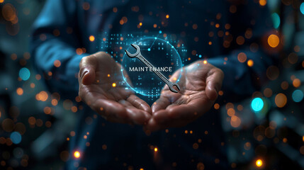 Aufkleber - Businessman holding a virtual maintenance icon in his hands