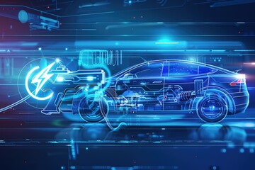 Poster - technology futuristic concept digital blue future abstract innovation network system communication design light background tech vehicle
