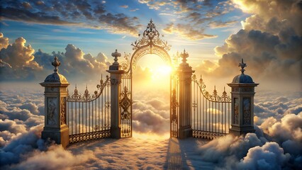 majestic afterlife entrance.gates of heaven entrance to meeting god. generative ai