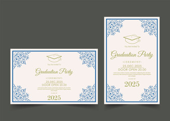 Wall Mural - graduation invitation with ornament template