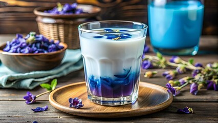 Butterfly pea blue tea with milk