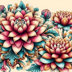 Wall Mural - Dahlia pattern design