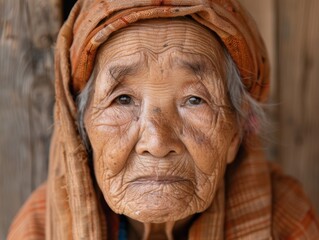 Sticker - Weathered face of elderly woman