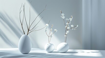 Poster - Minimalist White Flower Arrangement