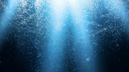 Poster - Blue glitter particles falling,Abstract motion background shining colorful particles. 