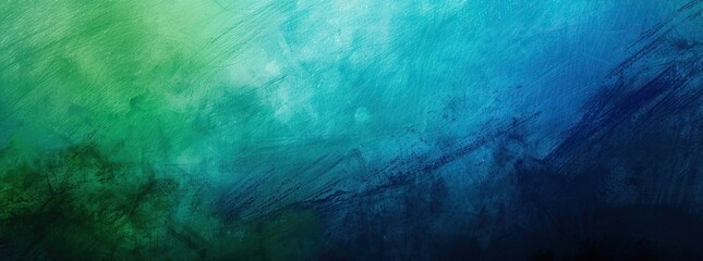 Abstract blue and green grunge background with texture and brushstrokes.