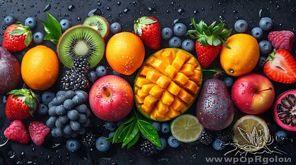 Wall Mural - **A collection of fresh tropical fruits