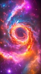 Wall Mural - A cosmic explosion of colors, with swirling nebulae in vibrant