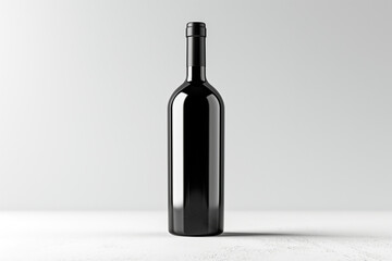 Wall Mural - A black wine bottle on a white background, minimalist style, concept of brand identity design. Generative AI