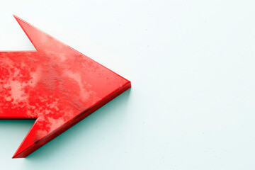 Poster - A large red arrow on a textured light blue background illustrating growth or direction concept. Generative AI