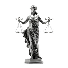 Statue of justice isolate on transparent png.
