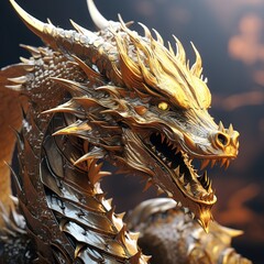 Sticker - golden dragon statue