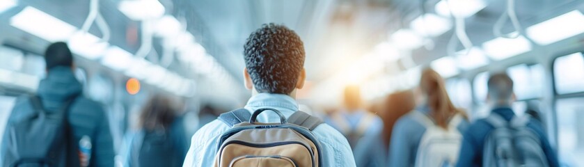 Poster - documentary style photograph capturing educators commuting to school, focusing on their morning rout