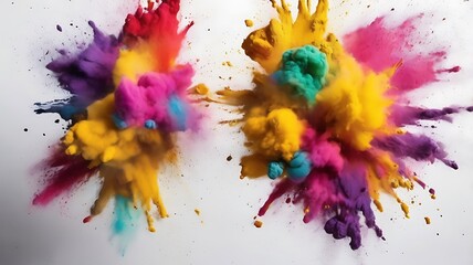 Colorful Powder Explosion on white Background. 