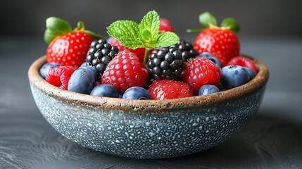 Poster - **A variety of fresh berries in a bowl