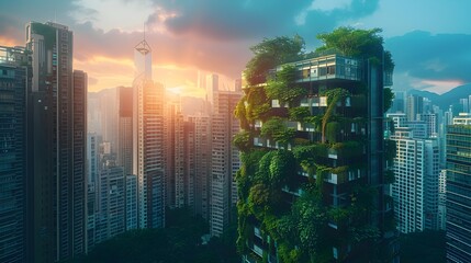 Poster - Sustainable Vertical Forests Transforming the City Skyline with Lush Greenery and Rooftop Gardens