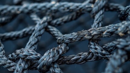 A series of evenly spaced thick rubber cords stretch taut across the cargo net creating a gridlike structure that helps distribute weight evenly and prevent sagging.